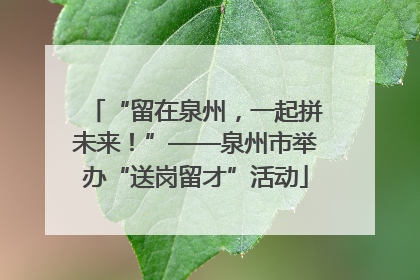 “留在泉州，一起拼未来！”——泉州市举办“送岗留才”活动