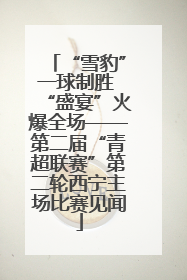 “雪豹”一球制胜 “盛宴”火爆全场——第二届“青超联赛”第二轮西宁主场比赛见闻