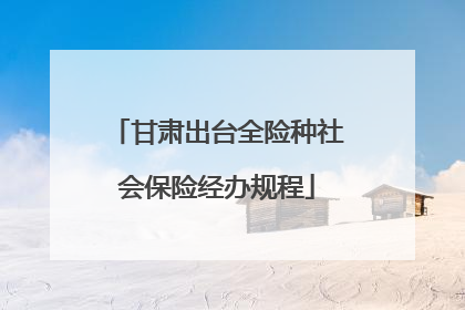 甘肃出台全险种社会保险经办规程