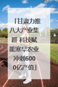 甘肃力推八大产业集群 科技赋能寒旱农业冲刺6000亿产值