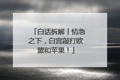 白话拆解丨情急之下，白宫敲打欧盟和苹果！
