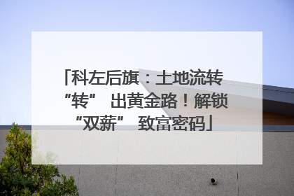 科左后旗：土地流转 “转” 出黄金路！解锁 “双薪” 致富密码