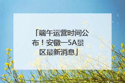 端午运营时间公布！安徽一5A景区最新消息