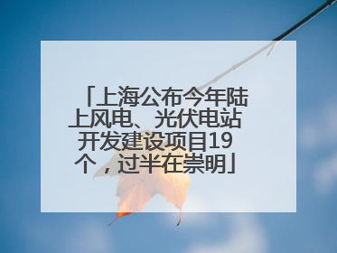 上海公布今年陆上风电、光伏电站开发建设项目19个，过半在崇明
