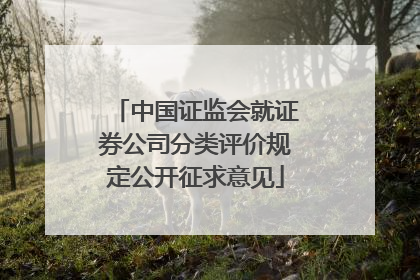 中国证监会就证券公司分类评价规定公开征求意见