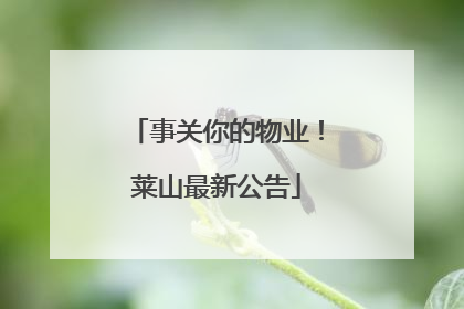 事关你的物业！莱山最新公告