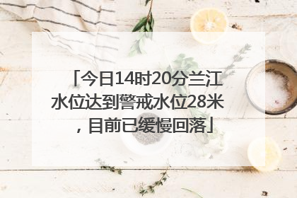 今日14时20分兰江水位达到警戒水位28米，目前已缓慢回落