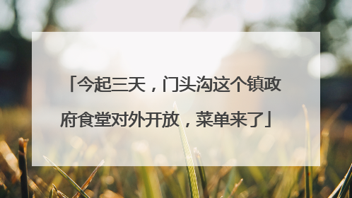 今起三天，门头沟这个镇政府食堂对外开放，菜单来了