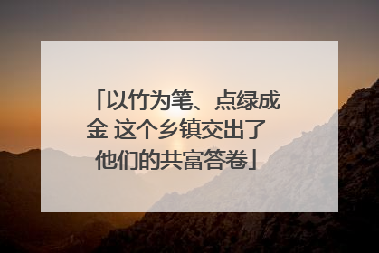 以竹为笔、点绿成金 这个乡镇交出了他们的共富答卷