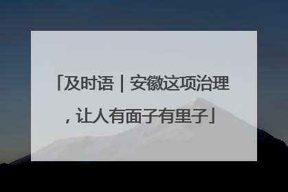 及时语｜安徽这项治理，让人有面子有里子