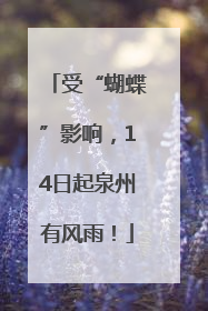 受“蝴蝶”影响，14日起泉州有风雨！