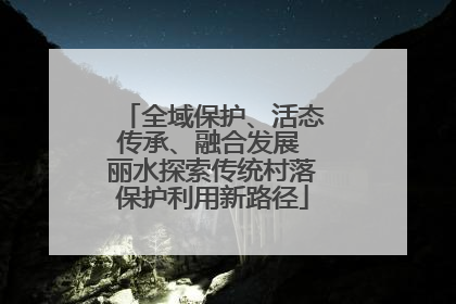 全域保护、活态传承、融合发展 丽水探索传统村落保护利用新路径