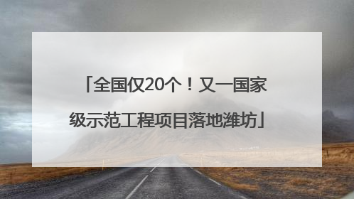 全国仅20个！又一国家级示范工程项目落地潍坊