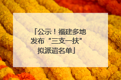 公示！福建多地发布“三支一扶”拟派遣名单