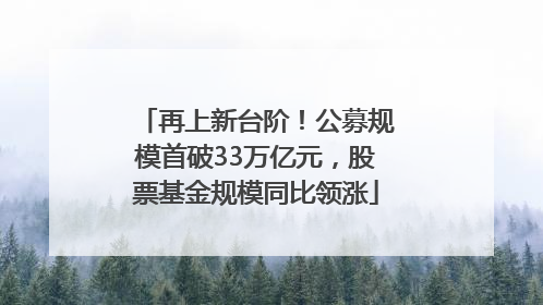 再上新台阶！公募规模首破33万亿元，股票基金规模同比领涨