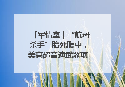 军情室｜“航母杀手”胎死腹中，美高超音速武器项目还有啥？