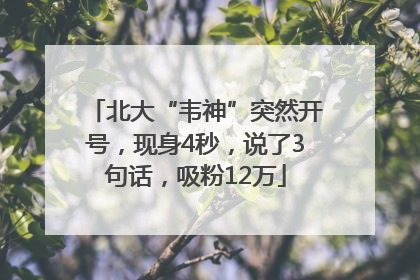 北大“韦神”突然开号，现身4秒，说了3句话，吸粉12万