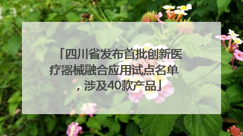 四川省发布首批创新医疗器械融合应用试点名单，涉及40款产品