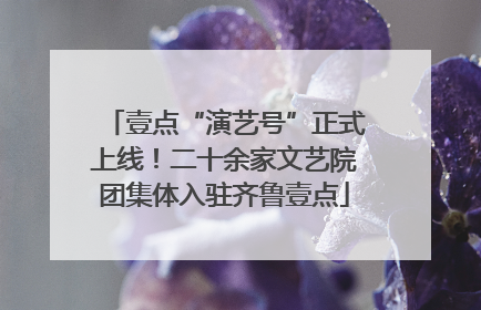 壹点“演艺号”正式上线！二十余家文艺院团集体入驻齐鲁壹点