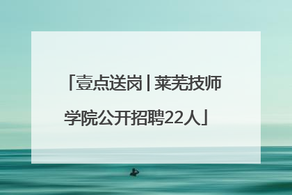 壹点送岗│莱芜技师学院公开招聘22人