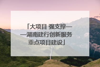 大项目 强支撑——湖南建行创新服务重点项目建设