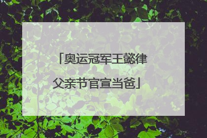 奥运冠军王懿律父亲节官宣当爸