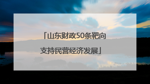 山东财政50条靶向支持民营经济发展