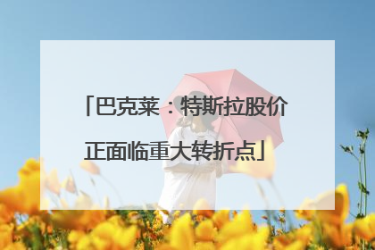 巴克莱：特斯拉股价正面临重大转折点