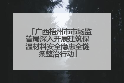 广西梧州市市场监管局深入开展建筑保温材料安全隐患全链条整治行动