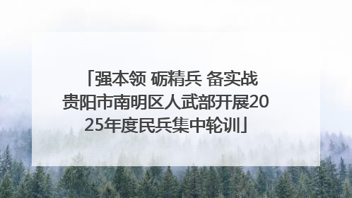 强本领 砺精兵 备实战 贵阳市南明区人武部开展2025年度民兵集中轮训