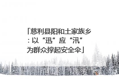 慈利县阳和土家族乡：以“迅”应“汛” 为群众撑起安全伞