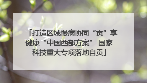打造区域慢病协同“贡”享健康“中国西部方案” 国家科技重大专项落地自贡
