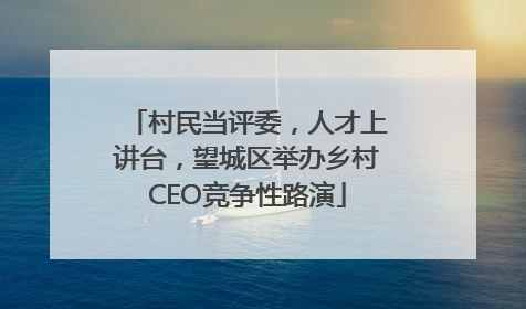 村民当评委，人才上讲台，望城区举办乡村CEO竞争性路演