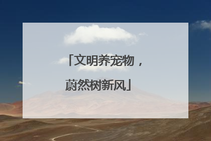 文明养宠物，蔚然树新风