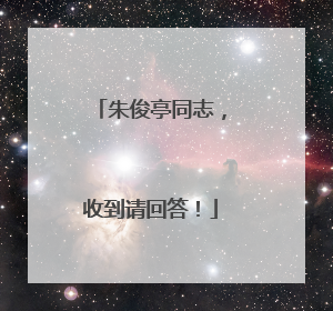 朱俊亭同志，收到请回答！