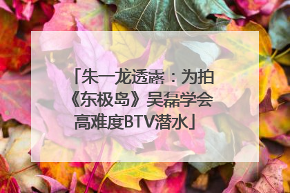 朱一龙透露：为拍《东极岛》吴磊学会高难度BTV潜水