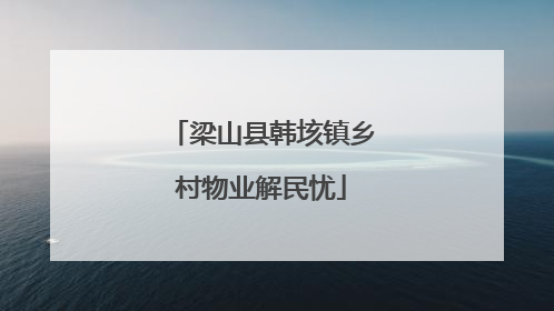 梁山县韩垓镇乡村物业解民忧