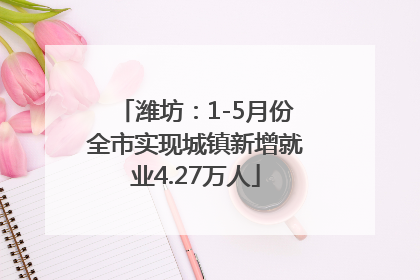 潍坊：1-5月份全市实现城镇新增就业4.27万人