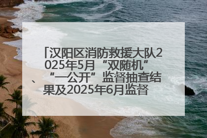 汉阳区消防救援大队2025年5月“双随机”、“一公开”监督抽查结果及2025年6月监督抽查任务公示
