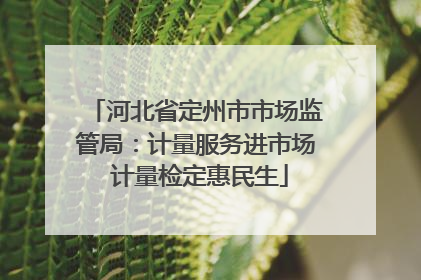 河北省定州市市场监管局：计量服务进市场 计量检定惠民生