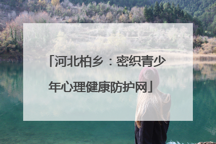 河北柏乡：密织青少年心理健康防护网