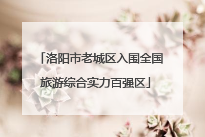 洛阳市老城区入围全国旅游综合实力百强区