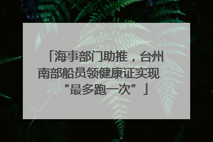 海事部门助推，台州南部船员领健康证实现“最多跑一次”