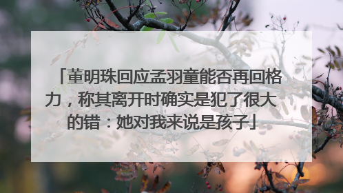 董明珠回应孟羽童能否再回格力，称其离开时确实是犯了很大的错：她对我来说是孩子