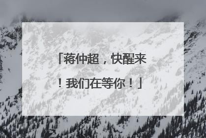 蒋仲超，快醒来！我们在等你！