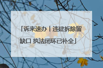 诉来速办丨违建拆除留缺口 执法闭环已补全