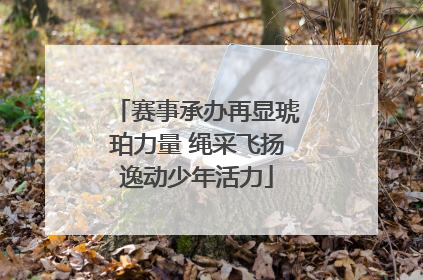 赛事承办再显琥珀力量 绳采飞扬逸动少年活力
