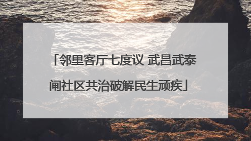 邻里客厅七度议 武昌武泰闸社区共治破解民生顽疾