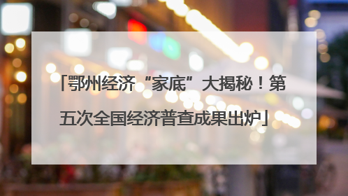 鄂州经济“家底”大揭秘！第五次全国经济普查成果出炉