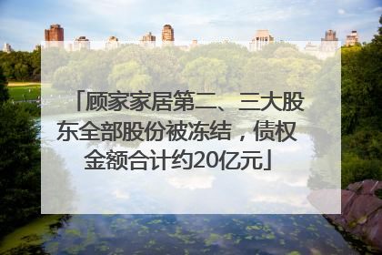 顾家家居第二、三大股东全部股份被冻结，债权金额合计约20亿元